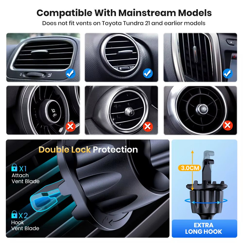 TOPK Car Phone Holder Mount 2023 Upgrade Auto Locking Phone Holder with Hook Clip for Car Air Vent for Iphone Samsung