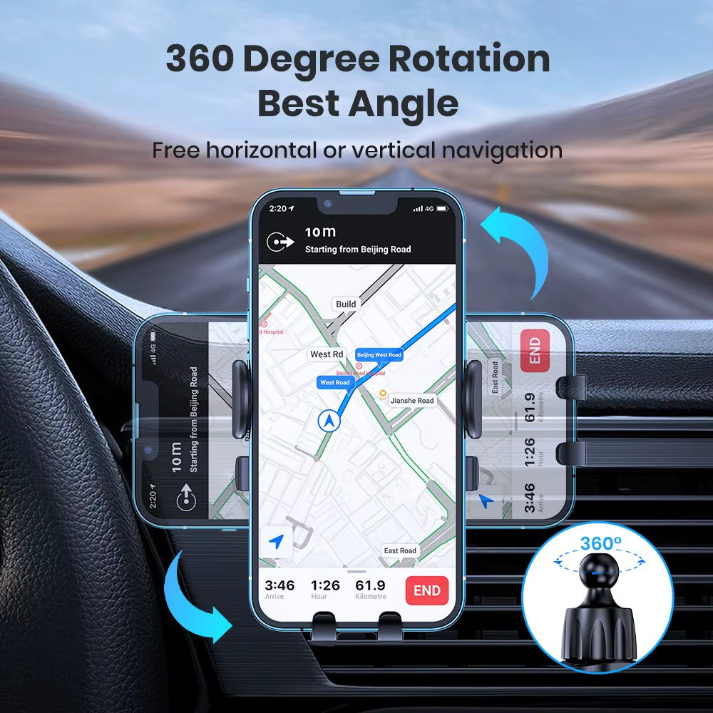 TOPK Car Phone Holder Mount 2023 Upgrade Auto Locking Phone Holder with Hook Clip for Car Air Vent for Iphone Samsung