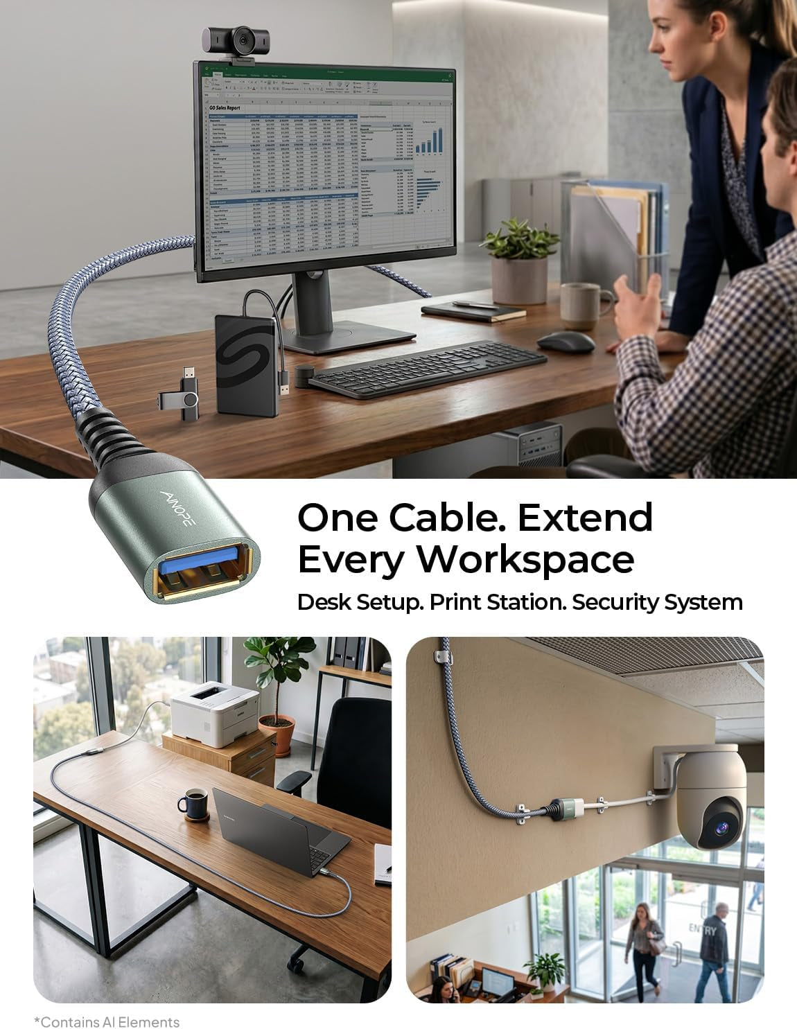 USB Extension Cable 10FT USB 3.0 Extender Male to Female Cord Grey | 5Gbps High Data Transfer for Printer Webcam Flash Drive Hard Drive Hub Keyboard Mouse Camera Playstation Xbox and More