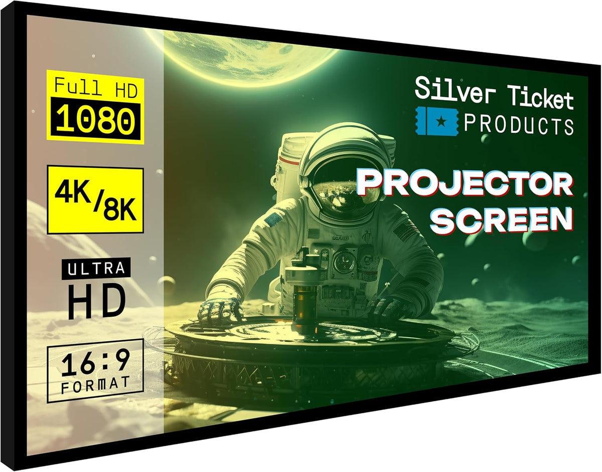 STR Series 6 Piece Home Theater Fixed Frame 4K / 8K Ultra HD, HDTV, HDR &amp; Active 3D Movie Projection Screen, 16:9 Format, 92" Diagonal, White Material STR-16992