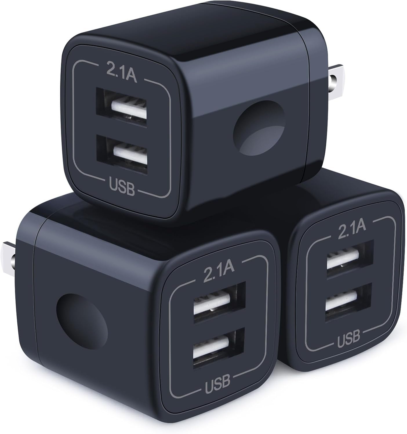 Wall Charger,Charger Cube,Charging Block Fast Charge 3Pack Dual Port 2.1A | Power Brick Charging Plug Box Head for Iphone 17/16/15 Pro/14/13/12/11/Xr/8/7/6 Plus,Samsung Galaxy S26/S25S24/S23/S22/S21