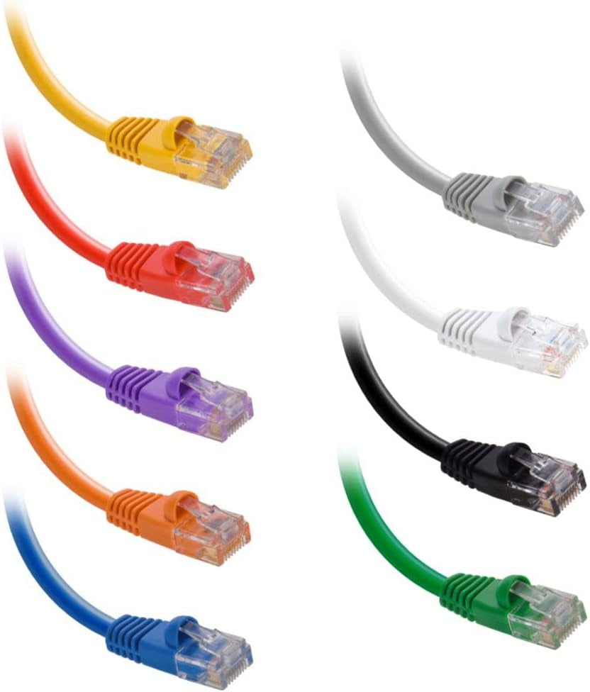 CAT6 Cable UTP Booted - Yellow - 100 FT - 5 Pack - Professional Series - 10Gbps, Cat6 Patch Cable, Network, Internet