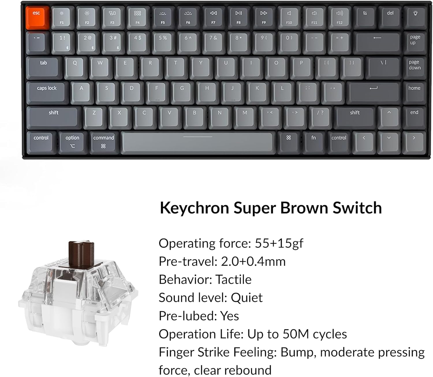 K2 75% RGB Wireless Mechanical Gaming Keyboard — 84-Key, Bluetooth + USB