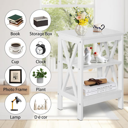 Modern Nightstands X-Design Side End Table Night Stand with Storage Shelf for Bedroom,Living Room,