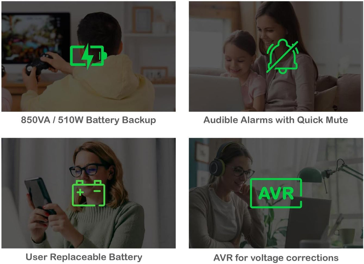 850VA/510W Pro UPS Battery Backup for Office Electronics, AVR, BX850M | 850VA Back-Ups Pro for Home Offices — 8 Outlets, LCD, AVR, Surge Protection, 29-Min Runtime (@100W) for Pcs &amp; Workstations