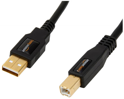 USB 2.0 Cable, USB-A to USB-B, for Printer or External Hard Drive, Connect to Computer/Laptop/Pc, 480 Mbps Transfer Speed, Gold-Plated Connectors, 6 Foot, Black