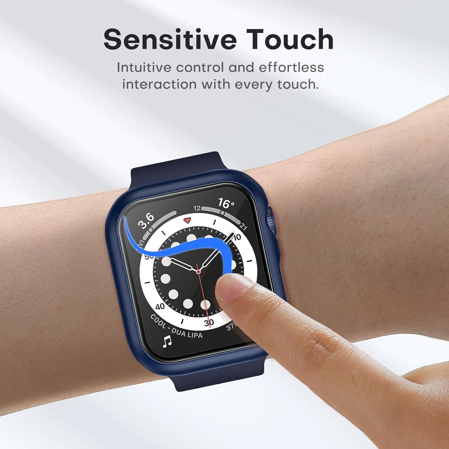2 Pack Hard Case for Apple Watch Se/Se2/Se3/Series 6/5/4 40Mm, with PC Tempered Glass Screen Protector, Scristant Resistant, Overall Protection Slim Cover for Iwatch S6/S5/S4 40Mm, Blue | with PC Tempered Glass Screen Protector, Scratch Resistant Overall Protection Slim Cover for Iwatch S6/S5/S4 40Mm, Blue