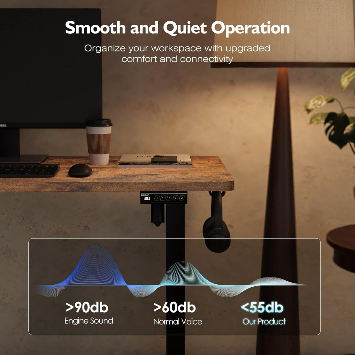 55" Electric Standing Desk — Height Adjustable, 