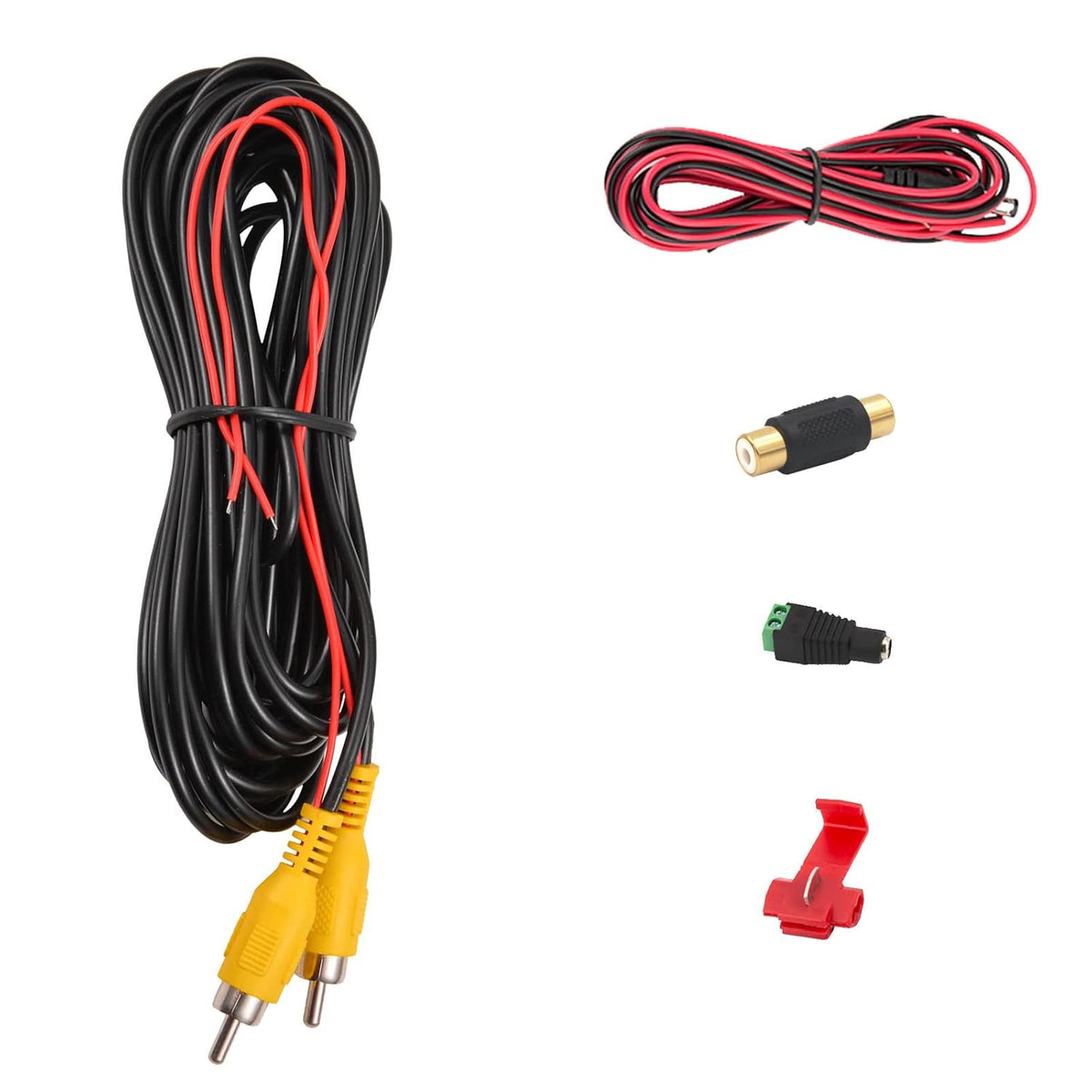 Backup Camera RCA Video Cable,Car Reverse Rear View Parking Camera Video Cable with DC Power Cable &amp; RCA Connector, DC Power Adapter, Cable Clip (33FT/10 Meters)