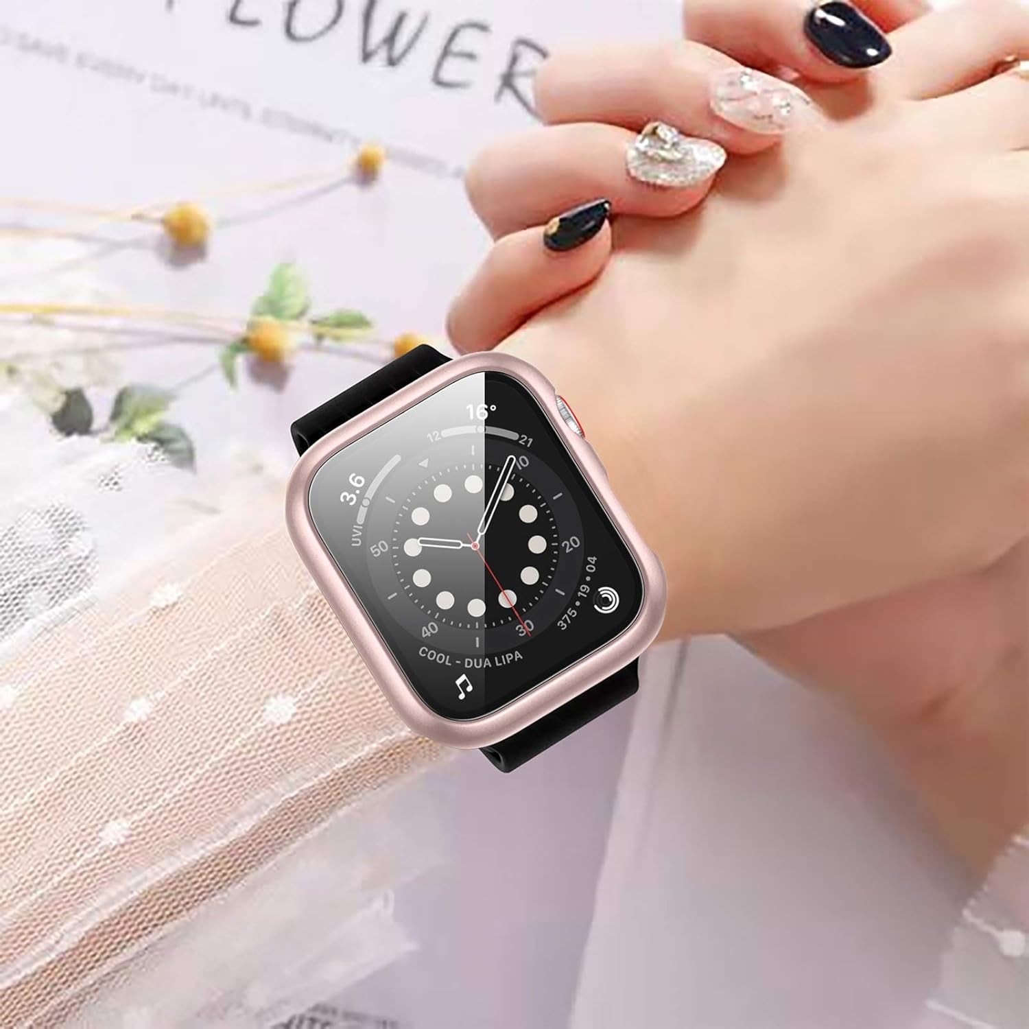 For Apple Watch 44Mm SE Series 4/5/6 Screen Protector Case 12 Pack | PC Hard Cover with Tempered Glass Film Highly Responsive Touch Scratch Resistant Protective Bumper for Iwatch Accessories