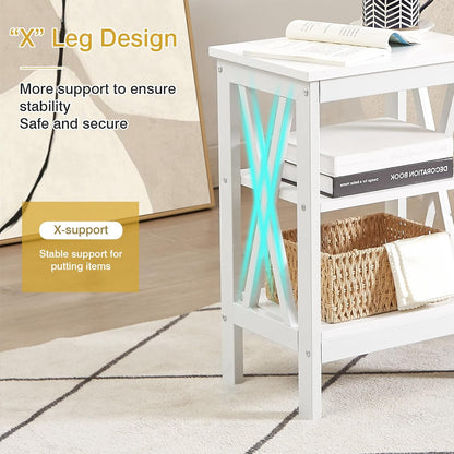 Modern Nightstands X-Design Side End Table Night Stand with Storage Shelf for Bedroom,Living Room,