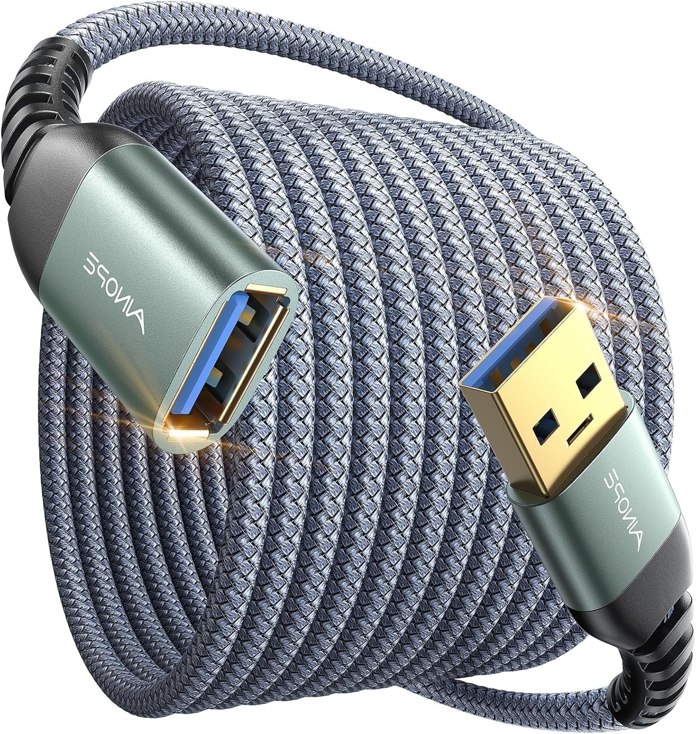 USB Extension Cable 10FT USB 3.0 Extender Male to Female Cord Grey | 5Gbps High Data Transfer for Printer Webcam Flash Drive Hard Drive Hub Keyboard Mouse Camera Playstation Xbox and More