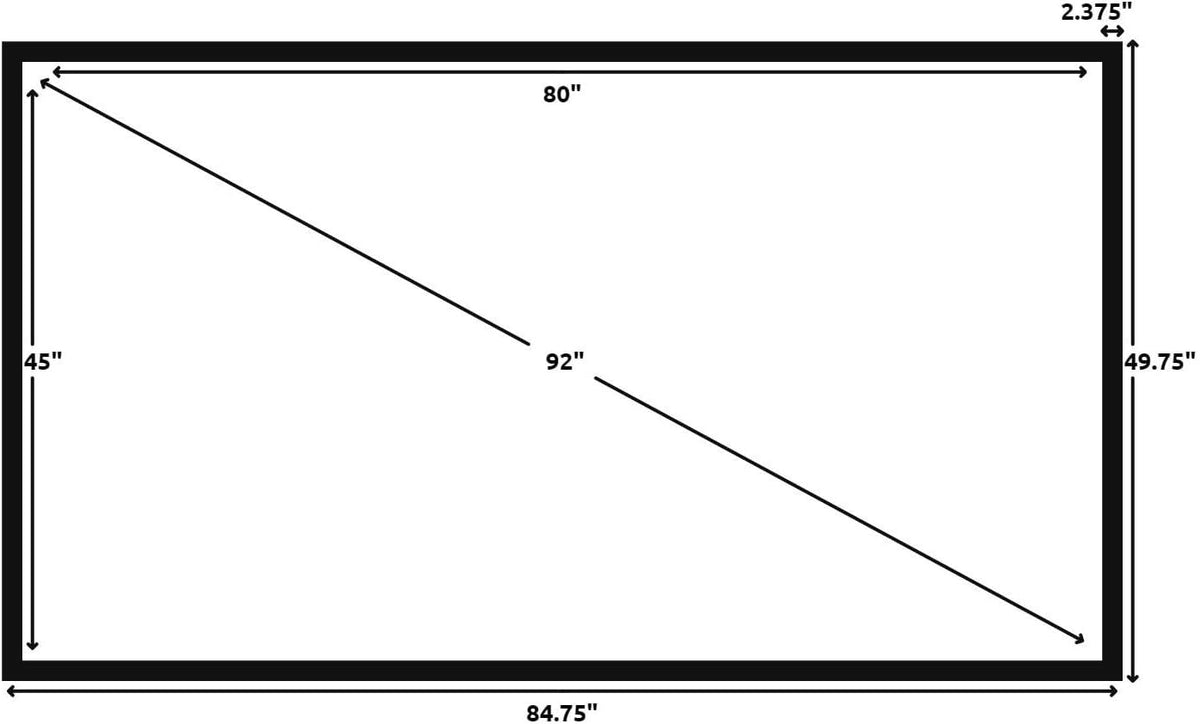STR Series 6 Piece Home Theater Fixed Frame 4K / 8K Ultra HD, HDTV, HDR &amp; Active 3D Movie Projection Screen, 16:9 Format, 92" Diagonal, White Material STR-16992