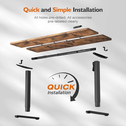 Electric Standing Desk 55"X24"Height Adjustable Sit Stand up Desk | Ergonomic Home Office Computer Workstation with 178LBS Load Capacity & Quiet Motor, Two-Piece Desktop, Rustic Brown
