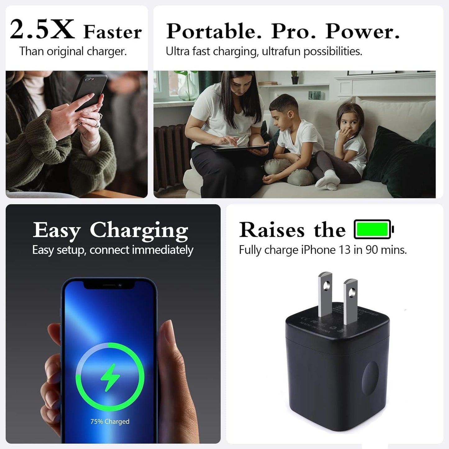 Wall Charger,Charger Cube,Charging Block Fast Charge 3Pack Dual Port 2.1A | Power Brick Charging Plug Box Head for Iphone 17/16/15 Pro/14/13/12/11/Xr/8/7/6 Plus,Samsung Galaxy S26/S25S24/S23/S22/S21