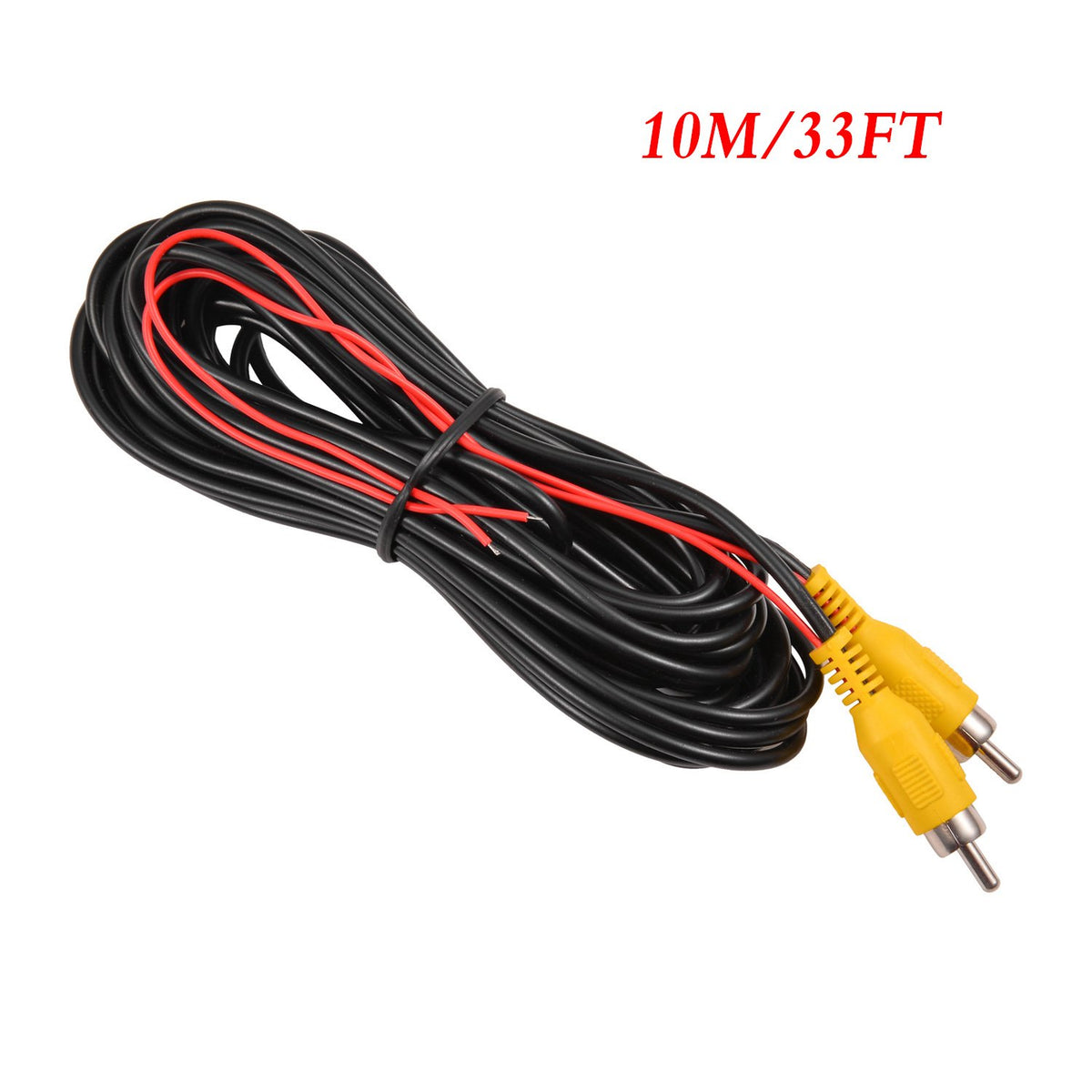 Backup Camera RCA Video Cable,Car Reverse Rear View Parking Camera Video Cable with DC Power Cable &amp; RCA Connector, DC Power Adapter, Cable Clip (33FT/10 Meters)