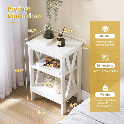 Modern Nightstands X-Design Side End Table Night Stand with Storage Shelf for Bedroom,Living Room,