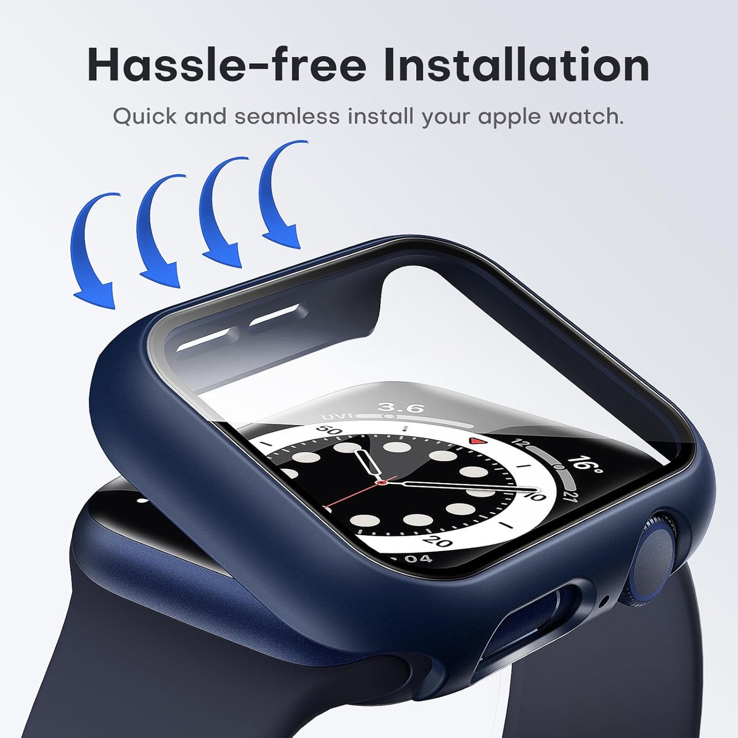 2 Pack Hard Case for Apple Watch Se/Se2/Se3/Series 6/5/4 40Mm, with PC Tempered Glass Screen Protector, Scristant Resistant, Overall Protection Slim Cover for Iwatch S6/S5/S4 40Mm, Blue | with PC Tempered Glass Screen Protector, Scratch Resistant Overall Protection Slim Cover for Iwatch S6/S5/S4 40Mm, Blue
