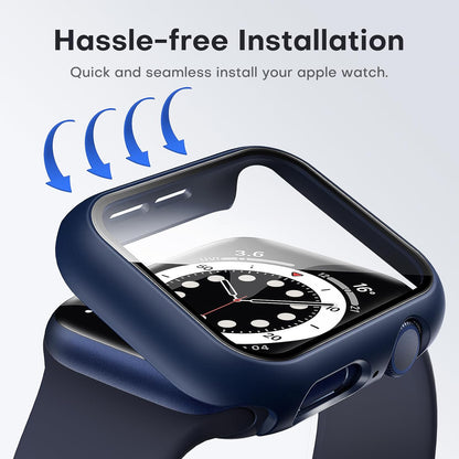 2 Pack Hard Case for Apple Watch Se/Se2/Se3/Series 6/5/4 40Mm, with PC Tempered Glass Screen Protector, Scristant Resistant, Overall Protection Slim Cover for Iwatch S6/S5/S4 40Mm, Blue | with PC Tempered Glass Screen Protector, Scratch Resistant Overall Protection Slim Cover for Iwatch S6/S5/S4 40Mm, Blue